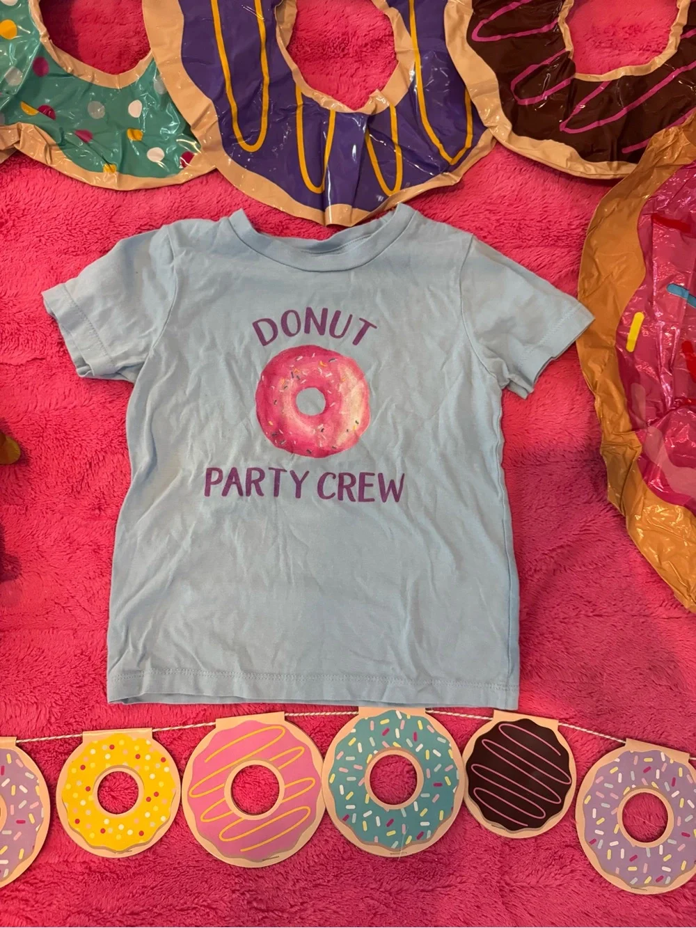 Donut Party Crew T-Shirt & Party Supplies - Blue, Pink, Purple